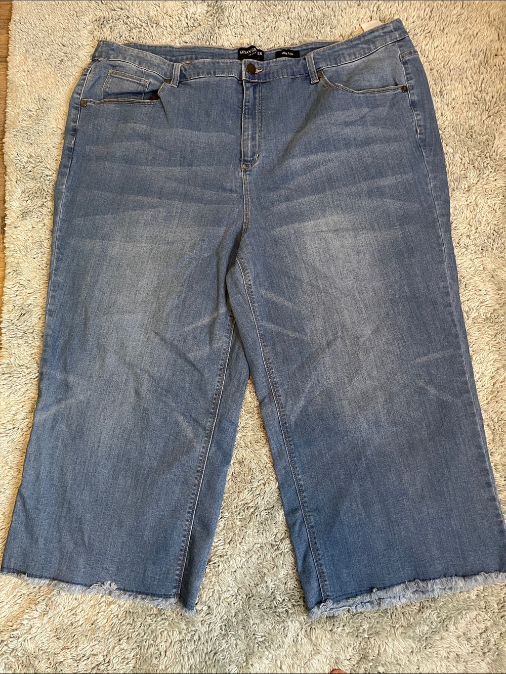Susan Graver Light Blue Straight-Leg Crop Jeans plus size